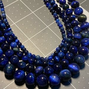 Set Dyed Blue Stone Tiger Eye Beads 10/8/6/4mm